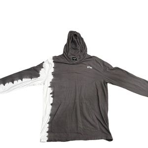 Men’s Hurley Long Sleeve Shirt with Hood Tye dye gray and white size large